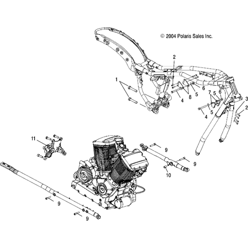 Engine, Mounting - 2005 Victory Vegas - V05Ab16/Ec16/Gb16 Schematic 5479 OEM Schematic