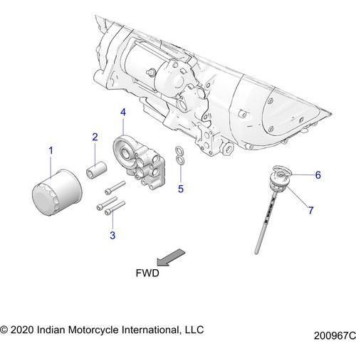 Engine, Oil Filter/Adaptor, & Dipstick All Options - 2022 Indian Chieftain Standard 111 Schematic-21411 OEM Schematic