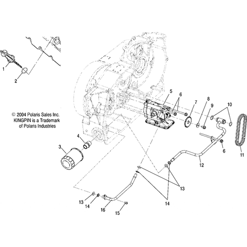 Engine, Oil Pump Mounting - 2005 Victory Kingpin/Ness All Options - V05Cb16/Dc16 Schematic 5381 OEM Schematic