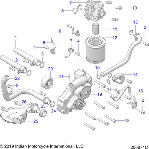 Engine, Oil Pump/Oil System All Options - 2020 Indian Challenger Base/Limited Schematic-25225 OEM Schematic