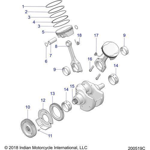Engine, Piston And Crankshaft Asm - 2019 Indian Ftr 1200 Rally Le Schematic-25683 OEM Schematic