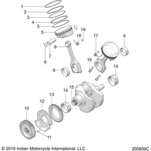 Engine, Piston And Crankshaft Asm - 2020 Indian Ftr 1200 Carbon Le Schematic-24480 OEM Schematic
