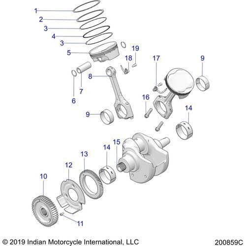 Engine, Piston And Crankshaft Asm - 2022 Indian Ftr 1200 Rally Schematic-21111 OEM Schematic