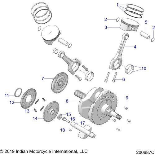 Engine, Piston & Crankshaft All Options - 2020 Indian Challenger Base/Limited Schematic-25280 OEM Schematic