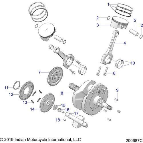 Engine, Piston & Crankshaft All Options - 2021 Indian Challenger Dark Horse Schematic-23802 OEM Schematic