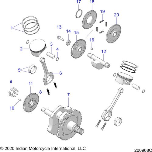 Engine, Piston & Crankshaft All Options - 2021 Indian Chief Vintage Premium 116 Schematic-23326 OEM Schematic