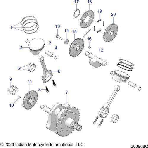 Engine, Piston & Crankshaft All Options - 2022 Indian Chieftain Standard 111 Schematic-21350 OEM Schematic