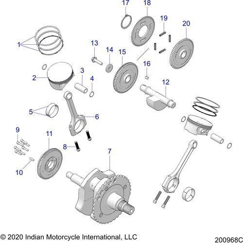 Engine, Piston & Crankshaft All Options - 2022 Indian Springfield 116 Schematic-20210 OEM Schematic