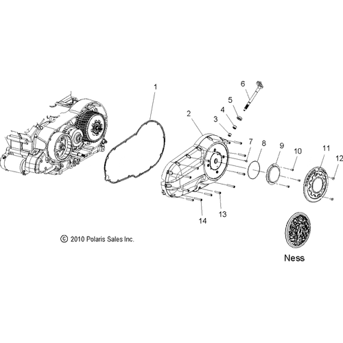 Engine, Primary Cover - 2011 Victory Vision All Options - V11Sw36/Sa36/Aw36 Schematic 3840 OEM Schematic