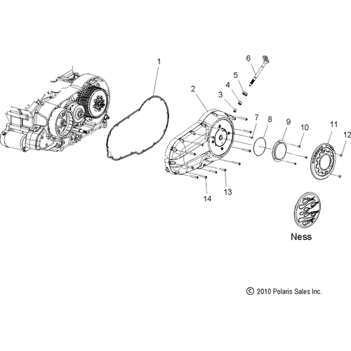 Engine, Primary Cover - 2012 Victory Vision/Aness All Options - V12Sw36/Aw36 Schematic 3468 OEM Schematic