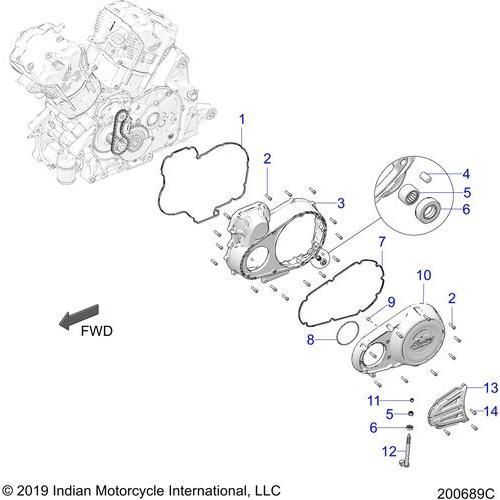 Engine, Primary Cover Asm. All Options - 2020 Indian Challenger Base/Limited Schematic-25281 OEM Schematic