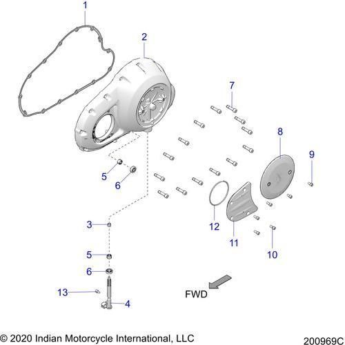 Engine, Primary Cover Asm. All Options - 2021 Indian Chieftain Standard 116 Schematic-23007 OEM Schematic
