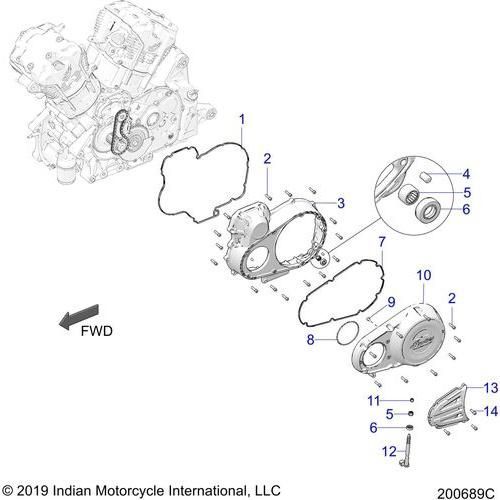 Engine, Primary Cover Asm. All Options - 2022 Indian Challenger Limited Schematic-22028 OEM Schematic