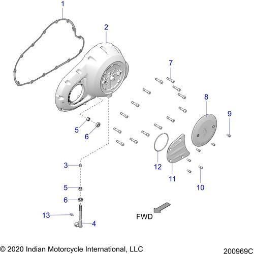 Engine, Primary Cover Asm. All Options - 2022 Indian Roadmaster Schematic-20935 OEM Schematic