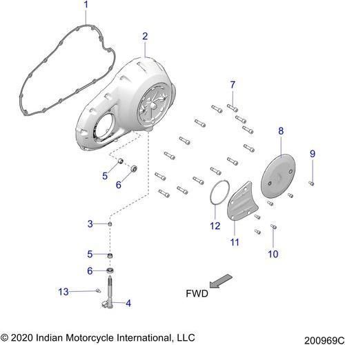 Engine, Primary Cover Asm. All Options - 2022 Indian Springfield 111 Schematic-20329 OEM Schematic