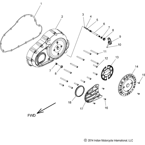 Engine, Primary Cover Asm. N21tjddb - 2021 Indian Springfield Dark Horse Schematic-22312 OEM Schematic