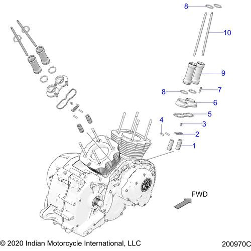 Engine, Pushrod Asm. All Options - 2021 Indian Roadmaster Dark Horse Schematic-22852 OEM Schematic