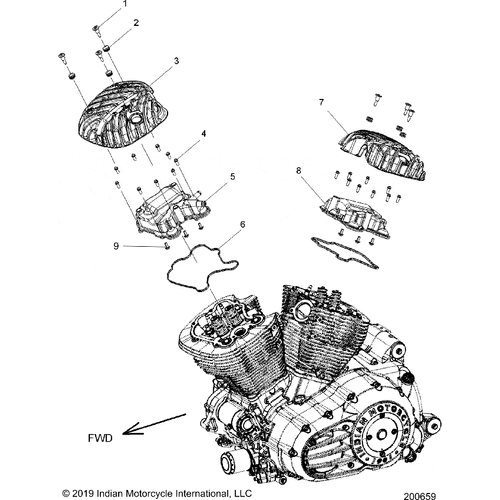 Engine, Rocker Covers All Options - 2020 Indian Chieftain Premium Schematic-24788 OEM Schematic