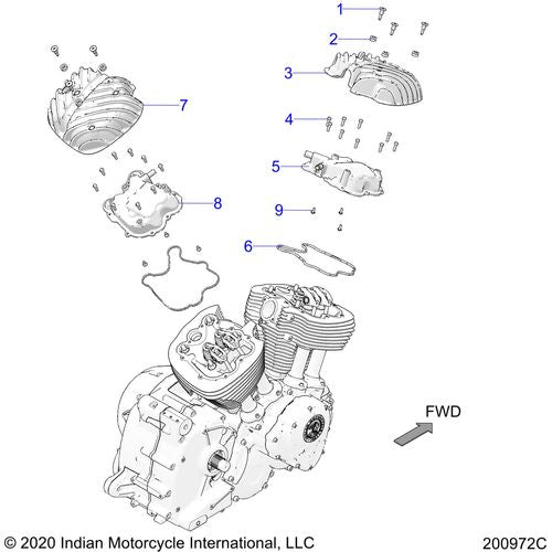 Engine, Rocker Covers All Options - 2022 Indian Springfield 111 Schematic-20332 OEM Schematic