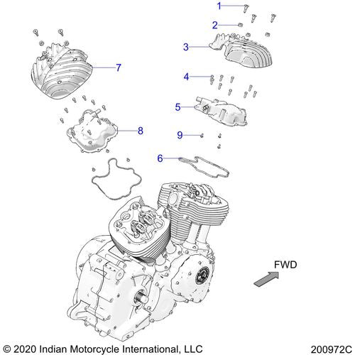 Engine, Rocker Covers N21tvaaa/N21tvaca All Options - 2021 Indian Chief Vintage Premium 111 Schematic-23454 OEM Schematic