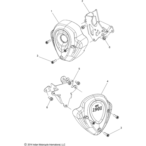 Engine, Side Covers, Ign./Thermostat All Options - 2019 Indian Scout 1200 Schematic-25581 OEM Schematic