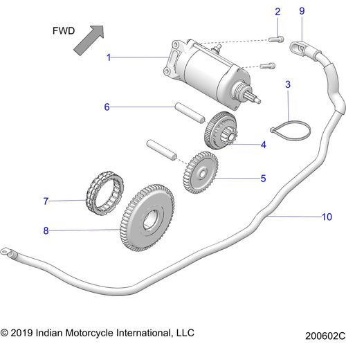 Engine, Starter Motor All Options - 2021 Indian Roadmaster Limited Schematic-22773 OEM Schematic