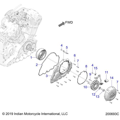 Engine, Stator, Flywheel, & Rh Side Covers All Options - 2021 Indian Challenger Standard Schematic-23664 OEM Schematic