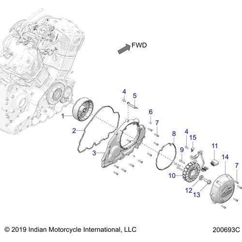 Engine, Stator, Flywheel, & Rh Side Covers All Options - 2022 Indian Challenger Dark Horse Schematic-22171 OEM Schematic