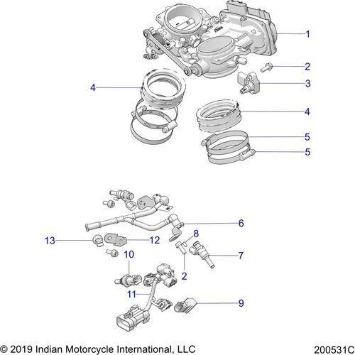 Engine, Throttle Body And Fuel Rail - 2020 Indian Ftr 1200 Carbon Le Schematic-24515 OEM Schematic
