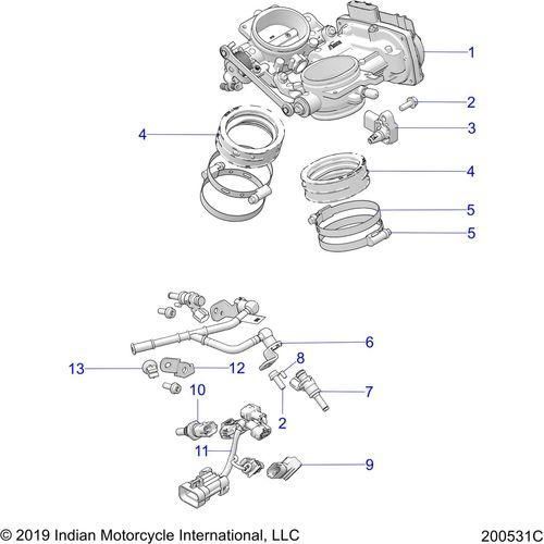 Engine, Throttle Body And Fuel Rail - 2020 Indian Ftr 1200 Schematic-24565 OEM Schematic