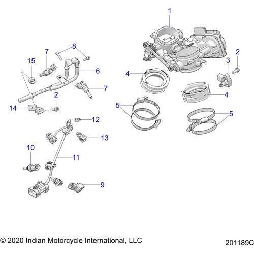 Engine, Throttle Body And Fuel Rail - 2022 Indian Ftr 1200 Rally Schematic-21151 OEM Schematic