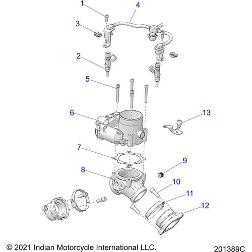 Engine, Throttle Body/Fuel Rail All Options - 2022 Indian Scout Rogue Sixty Schematic-20450 OEM Schematic