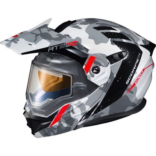 Western Powersports Full Face Helmet 2X / White/Grey Exo-At950 Outrigger Helmet W/Electric Shield by Scorpion Exo 95-1627-SE
