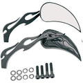 Flame Teardrop Mirrors with Sculptured Stem Black by Drag Specialties