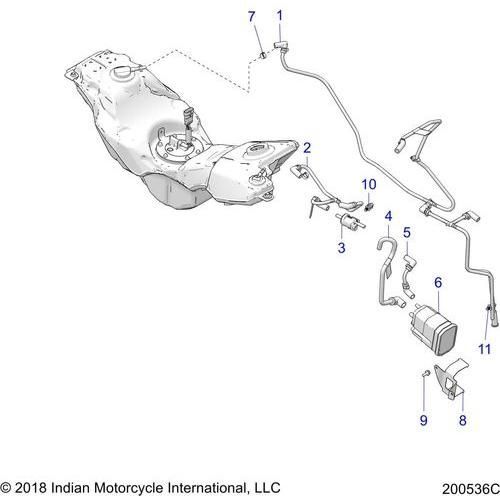Fuel System, Evap System (200536C) - 2022 Indian Ftr 1200 Rally Schematic-21152 OEM Schematic
