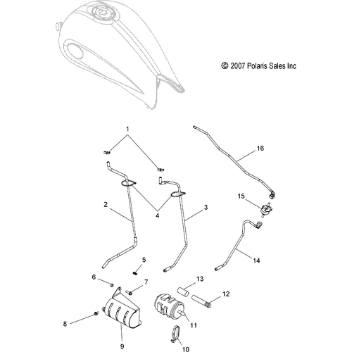 Fuel System, Evap System (Ca) - 2008 Victory Jackpot All Options - V08Bc26/Xb26 Schematic 4644 OEM Schematic