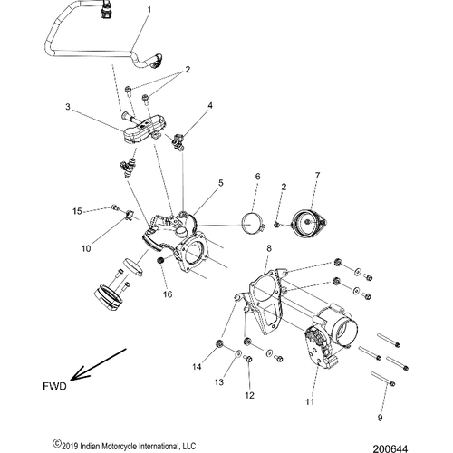 Fuel System, Fuel Clam Shell/Throttle Body All Options - 2020 Indian Chieftain Standard Thunder Black Schematic-24716 OEM Schematic