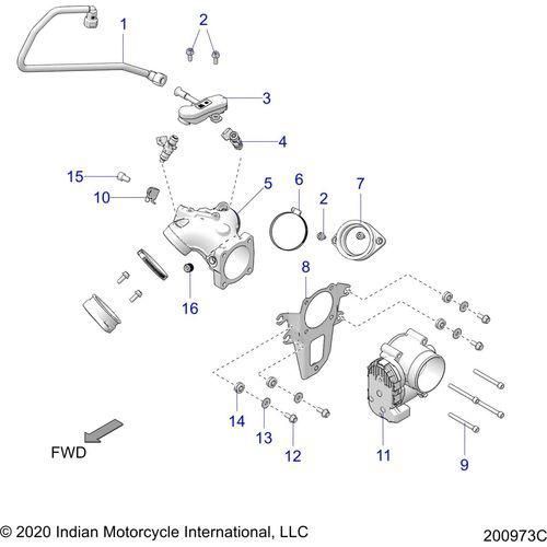 Fuel System, Fuel Clam Shell/Throttle Body All Options - 2021 Indian Roadmaster Limited Schematic-22775 OEM Schematic