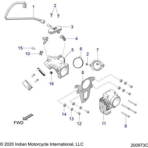 Fuel System, Fuel Clam Shell/Throttle Body All Options - 2022 Indian Roadmaster Premium Schematic-20778 OEM Schematic