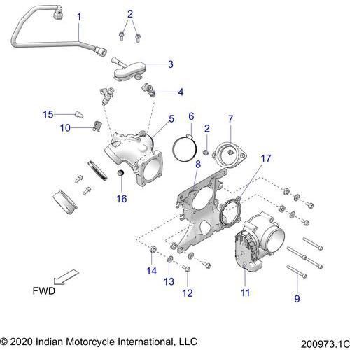 Fuel System, Fuel Clam Shell/Throttle Body N22dmbag/Dncag All Options - 2022 Indian Chief 111 Schematic-21890 OEM Schematic
