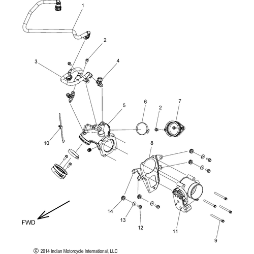 Fuel System, Fuel Rail/Throttle Body All Options - 2017 Indian Chieftain Dark Horse Schematic-27506 OEM Schematic