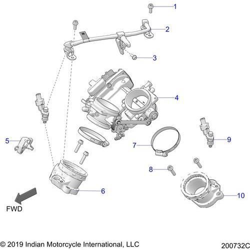 Fuel System, Fuel Rail/Throttle Body All Options - 2022 Indian Challenger Elite Schematic-22104 OEM Schematic