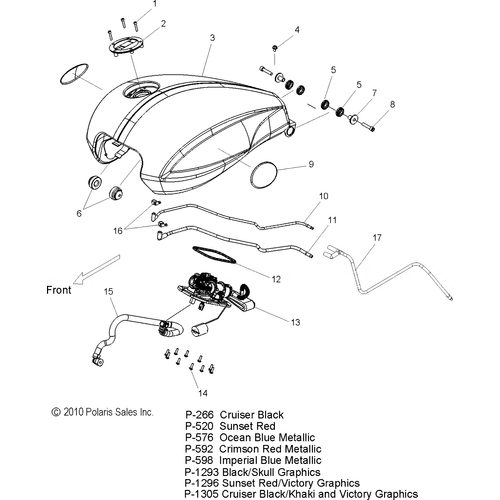 Fuel System, Fuel Tank - 2011 Victory Cross Roads Custom/Cross Country All Options - V11Bb36/Db36/Dc36/Eb36 Schematic 3545 OEM Schematic