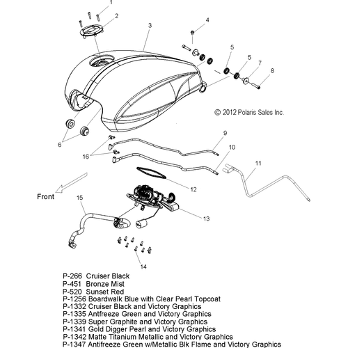 Fuel System, Fuel Tank - 2013 Victory Cross Country/Touring All Options - V13Dw36/Tw/Kw/Zw Schematic 2567 OEM Schematic