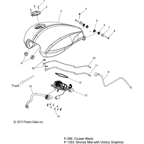 Fuel System, Fuel Tank - 2014 Victory Cross Roads 8-Ball/Cross Roads Classic All Options - V14Ba36/Bw36 Schematic 2080 OEM Schematic
