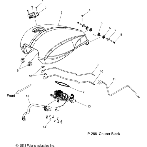 Fuel System, Fuel Tank - 2016 Victory Cross Country 8 Ball All Options Schematic 608 OEM Schematic