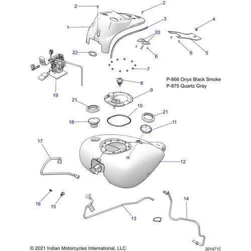Fuel System, Fuel Tank Asm - 2022 Indian Springfield Dark Horse Schematic-20139 OEM Schematic