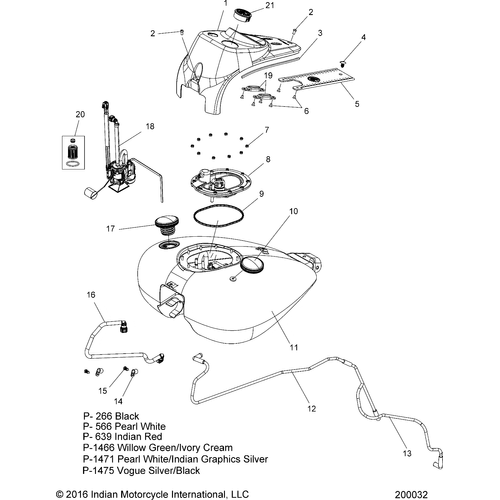 Fuel System, Fuel Tank Asm. All Options - 2016 Indian Chief Classic/Chief Vintage Schematic-27981 OEM Schematic
