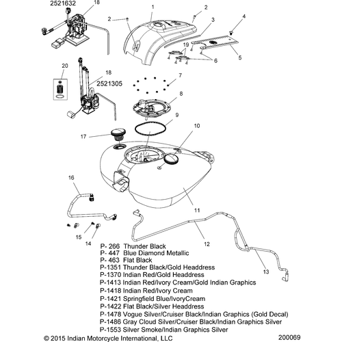 Fuel System, Fuel Tank Asm. All Options - 2016 Indian Chieftain/Chieftain Dark Horse/Roadmaster Schematic-27840 OEM Schematic