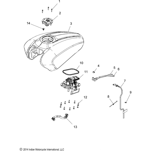 Fuel System, Fuel Tank Asm. All Options - 2016 Indian Scout Sixty Schematic-27764 OEM Schematic